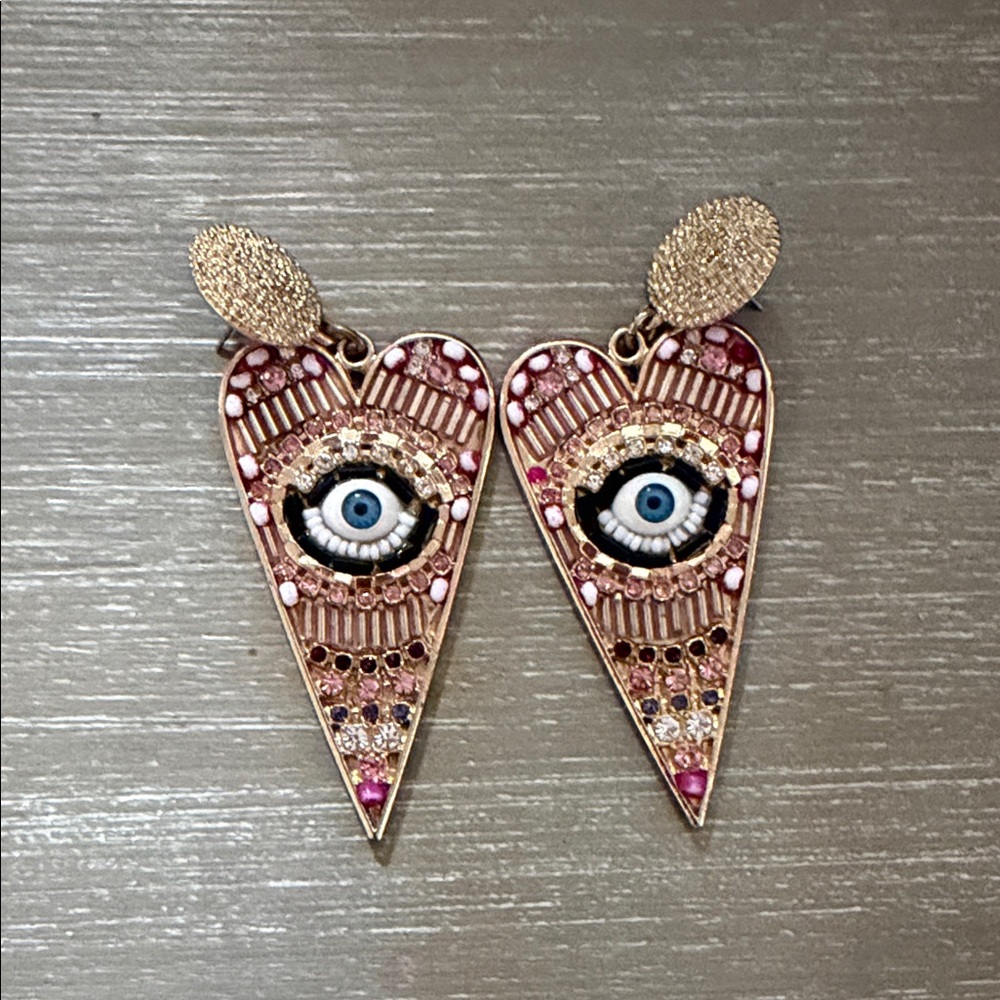 H&M Gold and Pink Eye Earrings